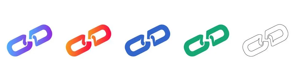 Digital Link Connection Chain Icon Set イラスト素材