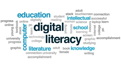 Digital literacy animated word cloud, text design animation. Stock Footage 78496774