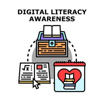 Digital literacy awareness concept vector illustration Stock Illustration