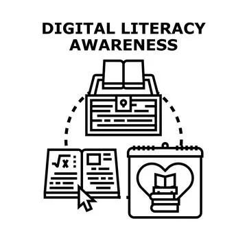Digital literacy awareness concept vector illustration Stock Illustration