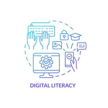 Digital literacy blue gradient concept icon Stock-Illustration