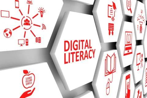 Digital literacy concept cell background 3d illustration Stock Illustration
