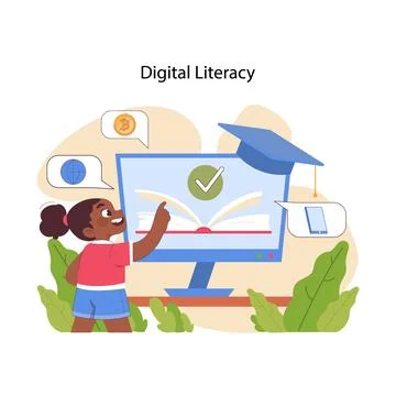 Digital literacy concept. Flat vector illustration 스톡 일러스트