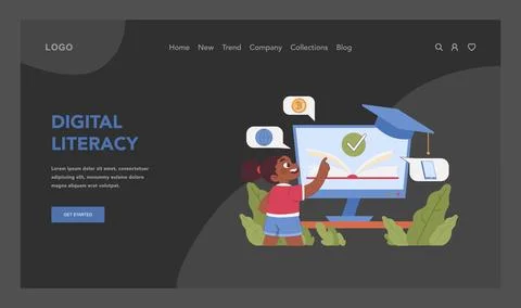 Digital literacy concept. Flat vector illustration Stockillustratie
