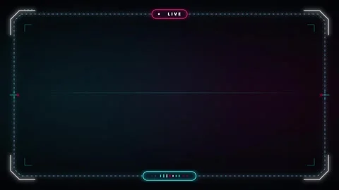 Digital live stream interface overlay with hud and camera frame for broadcast Stock Footage 337560068