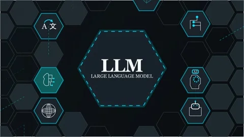 Digital LLM with Visual Icons Representing Technology Видео 343919505