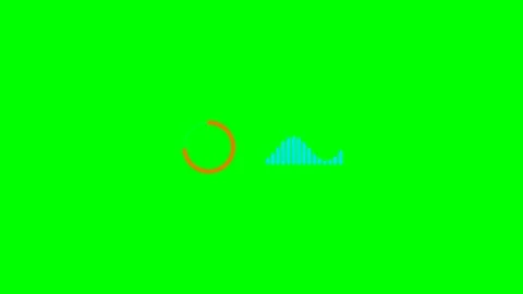A digital loading animation and audio visualizer on a bright green background Stock Footage 340264846