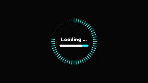 Digital Loading Animation with Glowing Cyan Progress Indicators 库存影片 343352132