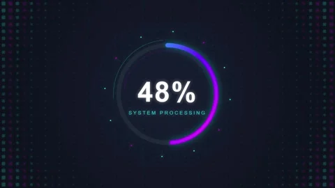 Digital Loading Bar 0% System Processing Futuristic UI Animation Stock Footage 348414863