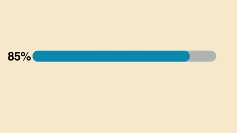 Digital loading bar animation growing steadily forward across computer screen Stockbeeldmateriaal 347500138
