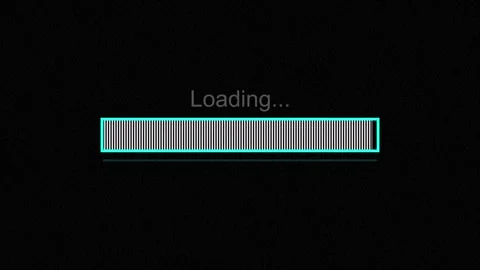 Digital loading bar displays system database processing percentages. Intera.. Stock Footage 337817471