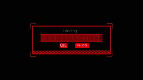Digital loading bar monitors corporate software installation progress. Inte.. Stock Footage 337817473