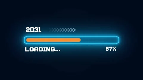 Digital Loading Bar Progress 2031 to 2032 Glowing Status Animation Stock Footage 326980574
