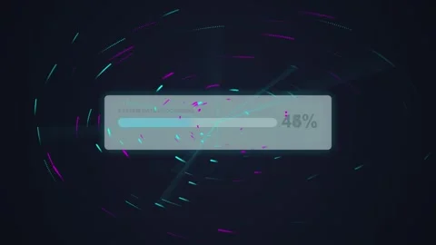 Digital Loading Bar Progress Indicator with 0% and Futuristic Glow on Dark .. Stock Footage 348421256