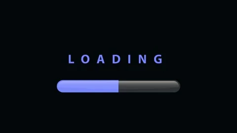 Digital loading bar progresses smoothly across black background screen Stock Footage 327502163