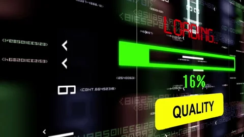 Digital Loading Interface with Quality Concept and Progress Indicator Stock Footage 343011904