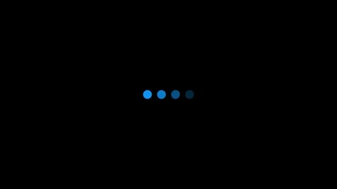 Digital loading progress bar with animated blue glowing dots on dark black .. Video stock 337496382