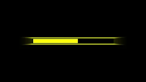 Digital loading progress bar animation with yellow glowing effect on black .. Stock Footage 336476059