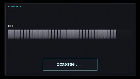 Digital loading progress bar animation on a dark screen with percentage Stock Footage 346216995