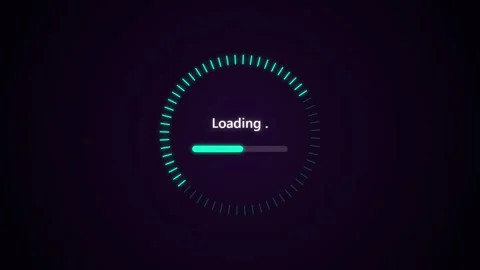 Digital loading progress bar animation with glowing cyan circular interface.. Stock Footage 346241676