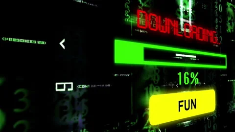 Digital Loading Progress Bar with Fun Button on Futuristic Technology Interfa Stock Footage 340295340