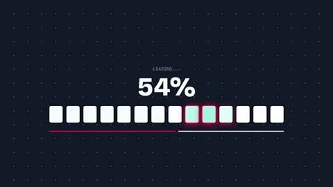 Digital loading progress bar with glowing blocks on dark background Vidéo 348442665