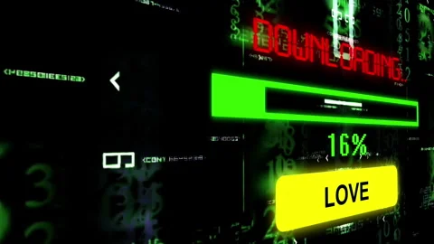 Digital Loading Progress Bar with Love Concept on Futuristic Technology Int.. Stock Footage 339976488