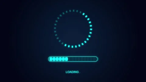 Digital loading progress bar with rotating indicator animation on dark blue.. Stock Footage 346374806