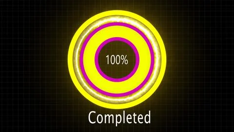 Digital loading screen with a circular progress bar on a dark background. Illustrazione stock