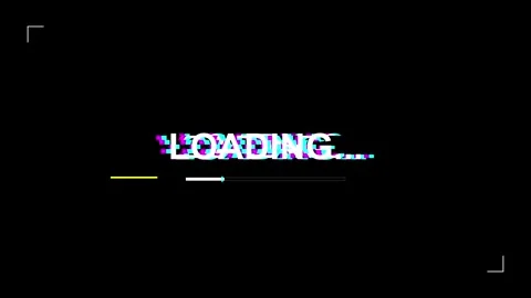 Digital loading screen with glitch effects on black background Stock Footage 345207986