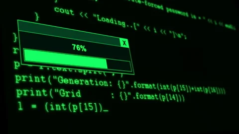 Digital Loading Screen Glowing Green. Selective focus. Stock Footage 321534269
