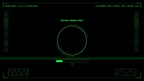 Digital loading screen progress bar and abstract data visualization animation Stock Footage 344643164