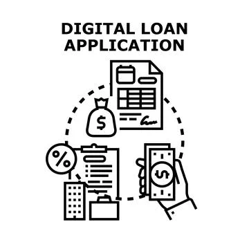 Digital loan application process with online funding Stock Illustration
