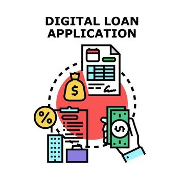Digital loan application process with online funding Stock Illustration