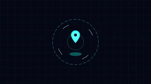 Digital localization marker animation on black background Stock Footage 345464811