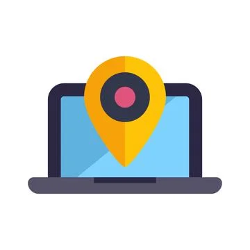 Digital location tracking concept on laptop screen Stock Illustration