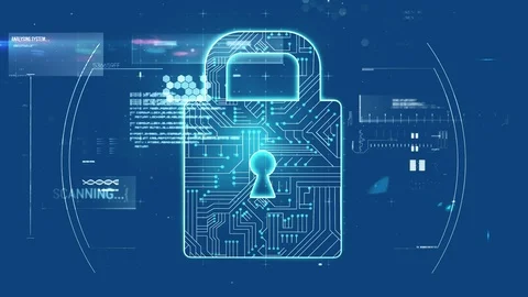 Digital lock and futuristic interface Stock Footage 110725224