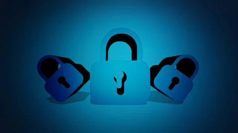 Digital lock. computer security on a blue background Stock-Fotos