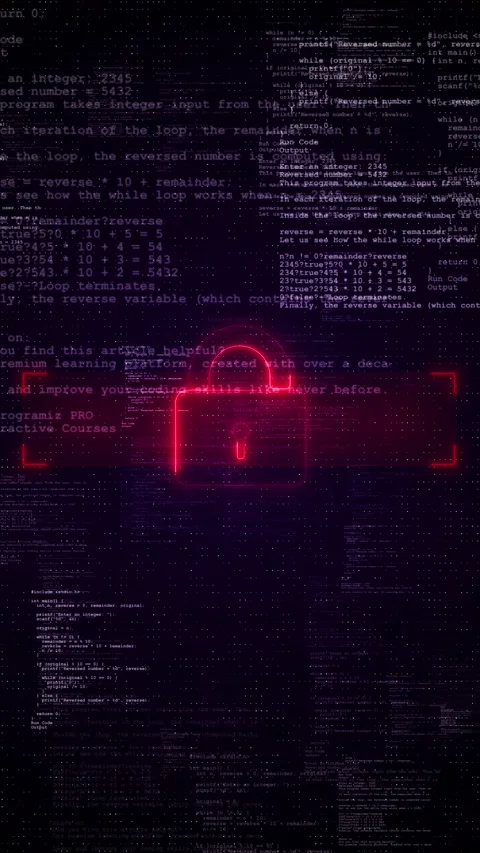 Digital lock cyber access visual glowing unlock symbol, floating code panels, te Stock Footage 340409498