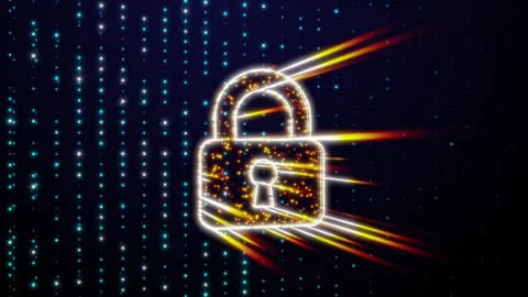 Digital lock for financial security and FinTech applications showing safe online Stock Footage 316602367
