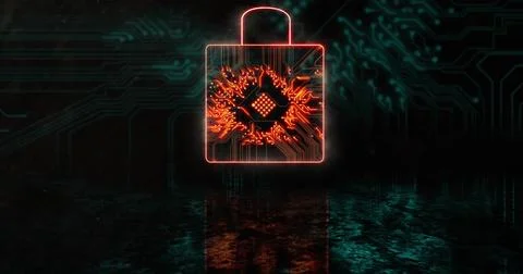 Digital lock glowing, symbolizing data protection and cybersecurity in cloud Stock Photos