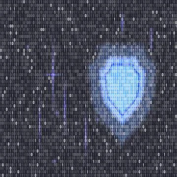 Digital lock guard sign. Binary code vector background with numbers one and zero Stock Illustration