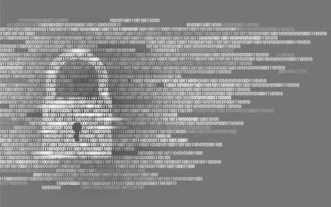 Digital lock guard sign binary code number. Big data personal information safety Illustrazione stock