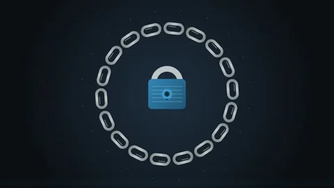Digital lock icon animation on dark background for security concept Stock Footage 344642330