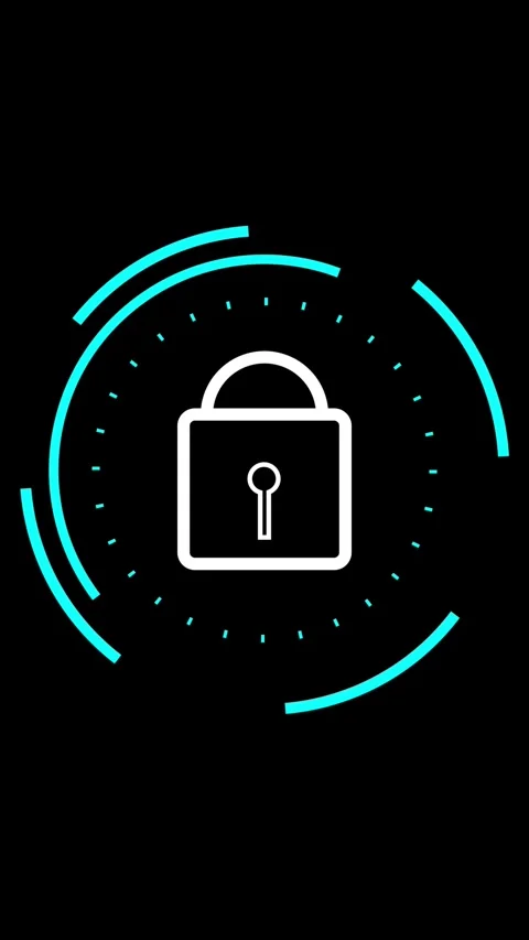 Digital lock icon on black background Stock Footage 337461769