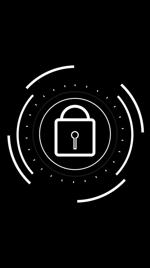 Digital lock icon on black background Stock Footage 337461979