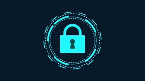 Digital Lock Icon Cyber Security Encryption Technology 2d with Alpha Matte Stock Footage 336162916