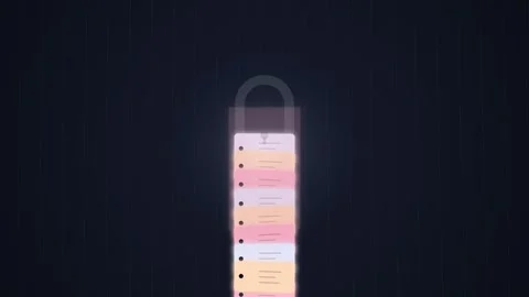 Digital Lock Icon Glowing on Dark Rain Background, Cyber Security Concept Stock Footage 348231560