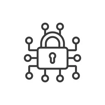 Digital lock, icon in line design. Digital, lock, security, encryption, access Stock Illustration