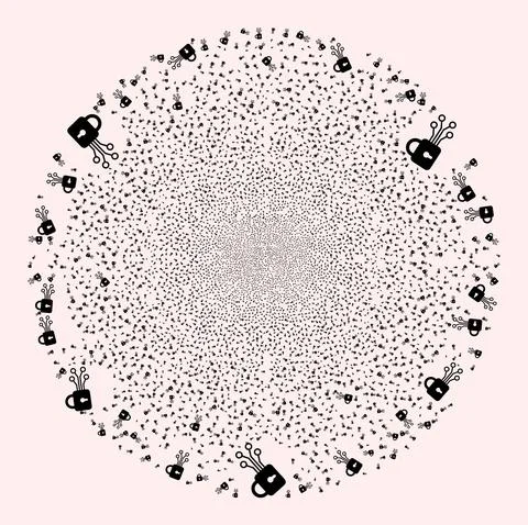 Digital Lock Icon Mosaic Exploding Round Cluster Stock Illustration